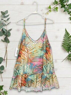 NWT Hurley Primavera Palm Dress Womens Large Tropical Floral Beach Cover Up L